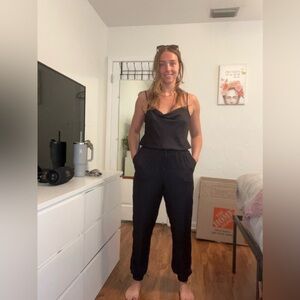 Silk Cowl Neck Jumpsuit with tie